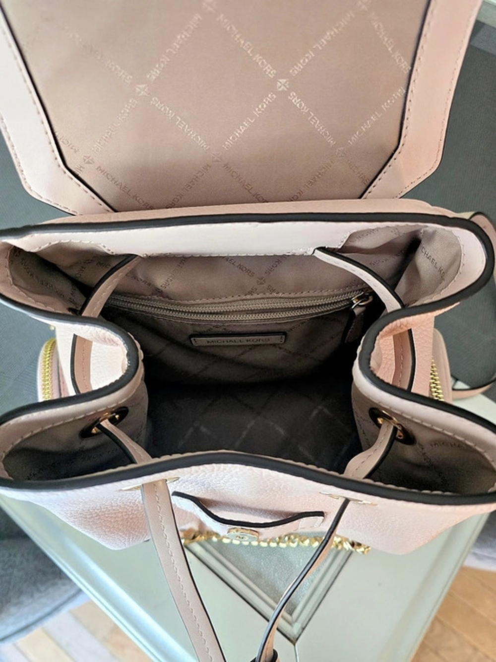 Michael Kors Medium Pebbled Leather Backpack- Pink - Picture 4 of 5